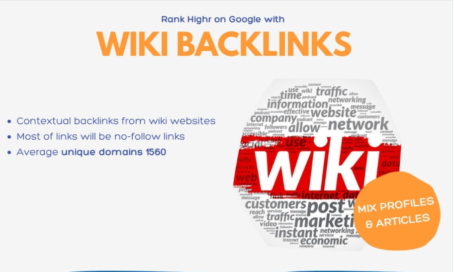 Backlinks will submitted in both profile page and wiki articles pages